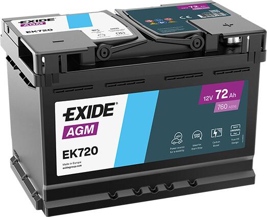 Exide EK720 12V 72Ah 760A/EN AGM Startbatteri