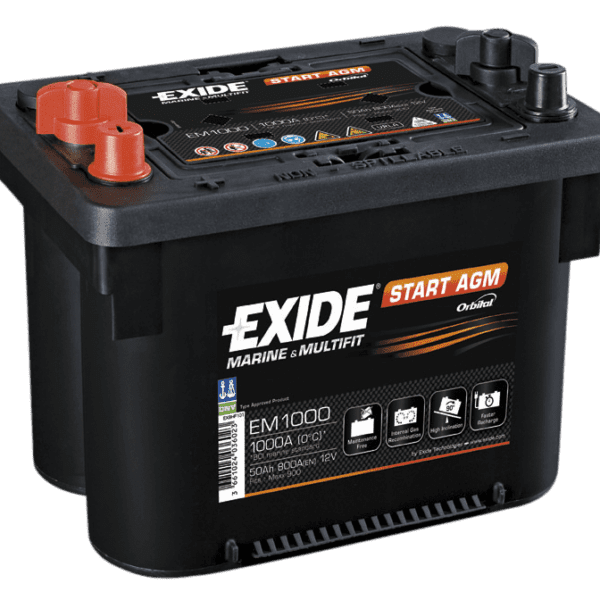Exide EM1000 12V 50Ah 800A/EN AGM Spiralcelle-startbatteri