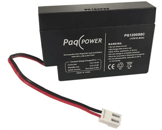 Paqpower AGM alarmbatteri 12V 0.8Ah m/AMP Stik