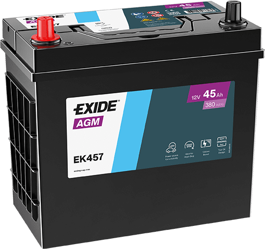 Exide EK457 12V 45Ah 380A/EN AGM-Startbatteri