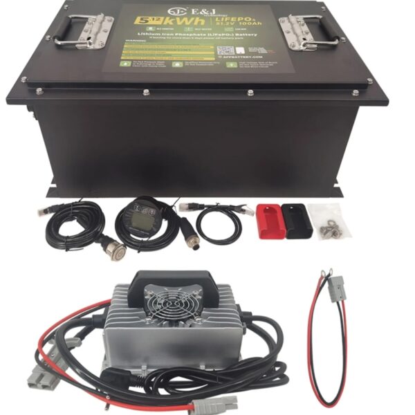 Golfbilsbatteri Lithium 51,2V 100Ah m/Bluetooth+Oplader